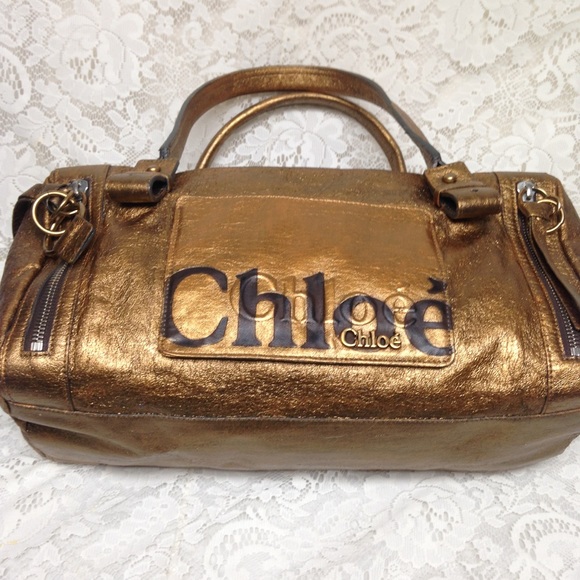 Authentic, Chloe Gold Distressed Leather Handbag - Picture 12 of 16